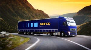 Gefco truck with mountain landscape