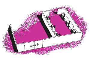 Pink office and door illustration