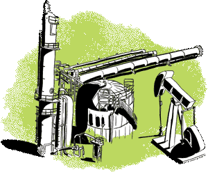 Green oil and gas illustration