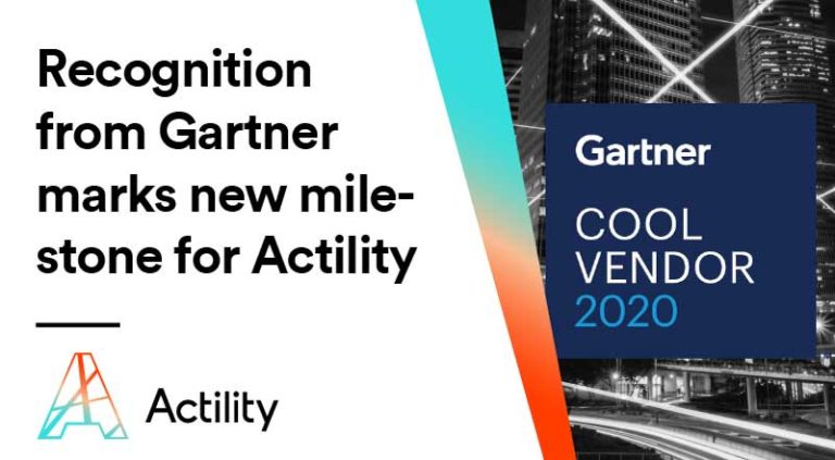 Gartner cool vendor 2020 image with copy "Recognition from Gartner marks new milestone for Actility"